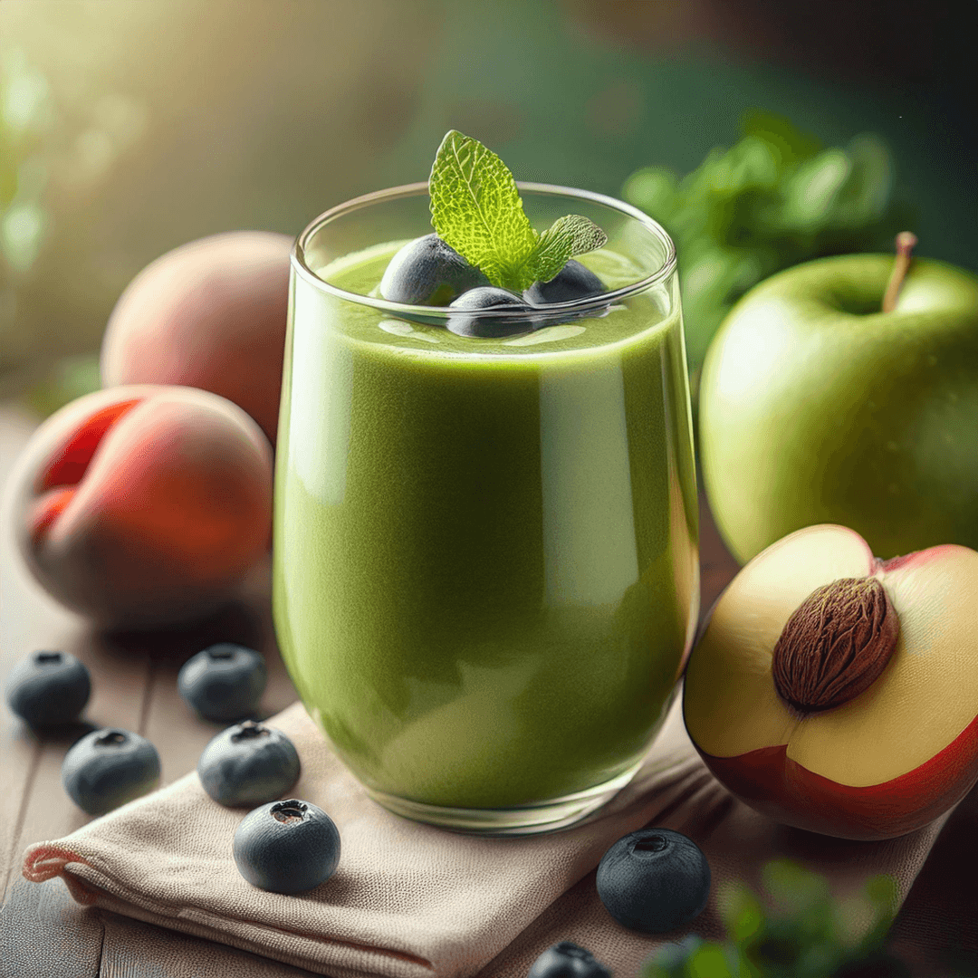 Green Apple, Peach, Blueberry Smoothie